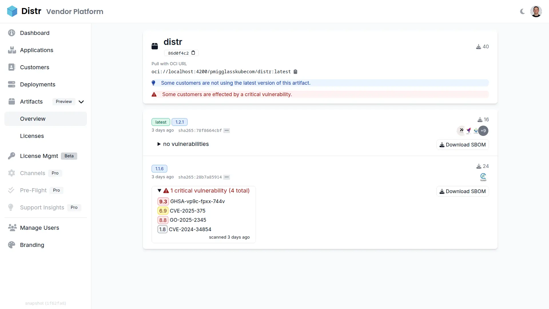 Distr OCI registry for on-premises artifact delivery